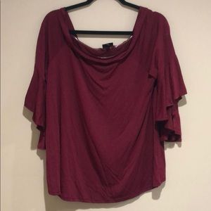 Torrid Off the Shoulder Red Flounce Sleeve Top